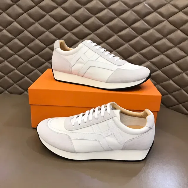 White Black Low-Top Mixed-Material Upper Sneakers 7