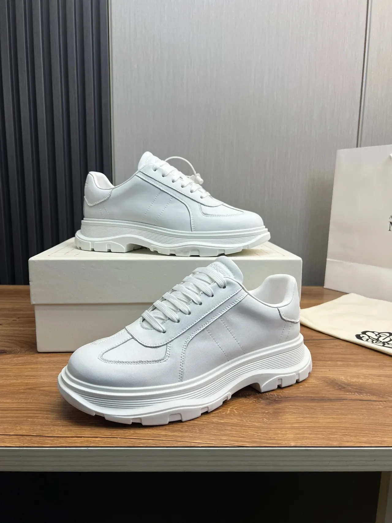 White Chunky Sole Panelled Sneaker 7
