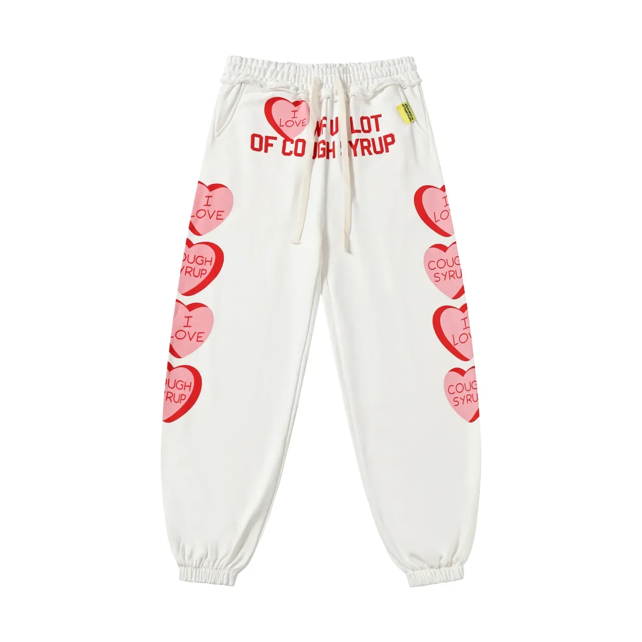 White Heart Print Cuffed Sweatpants 2