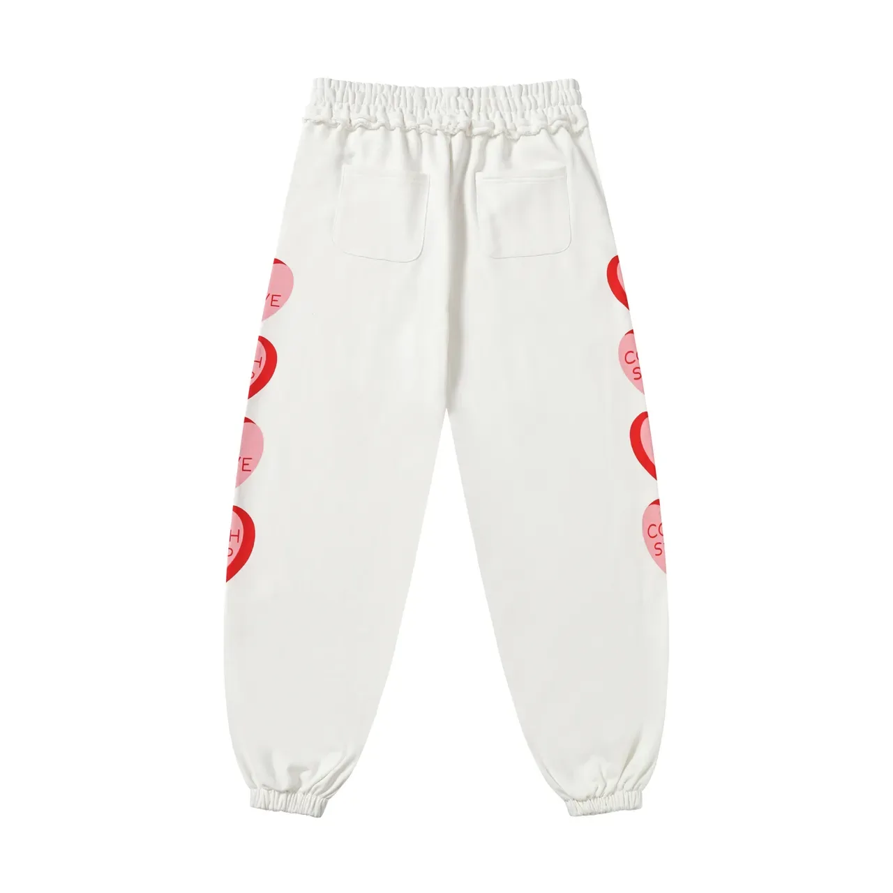 White Heart Print Cuffed Sweatpants 3