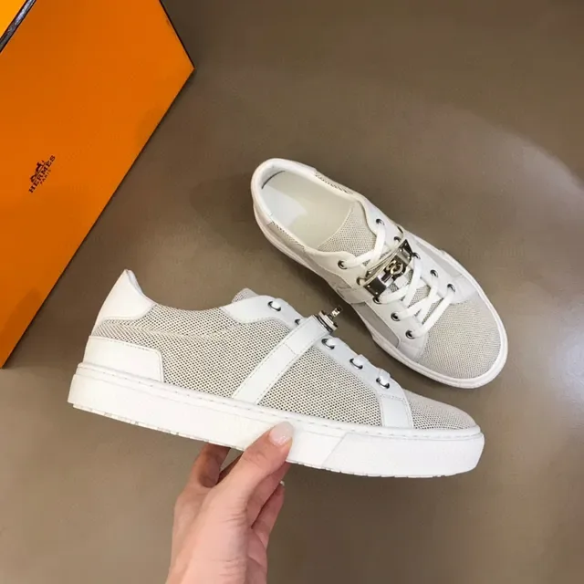 White Mesh and Leather Panel Low-Top Sneaker 6