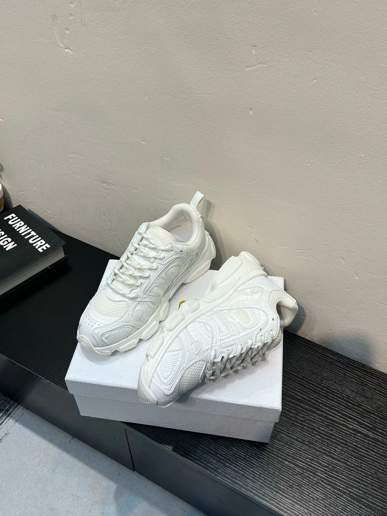 White Monochromatic Sculpted Midsole Chunky Sneakers 4