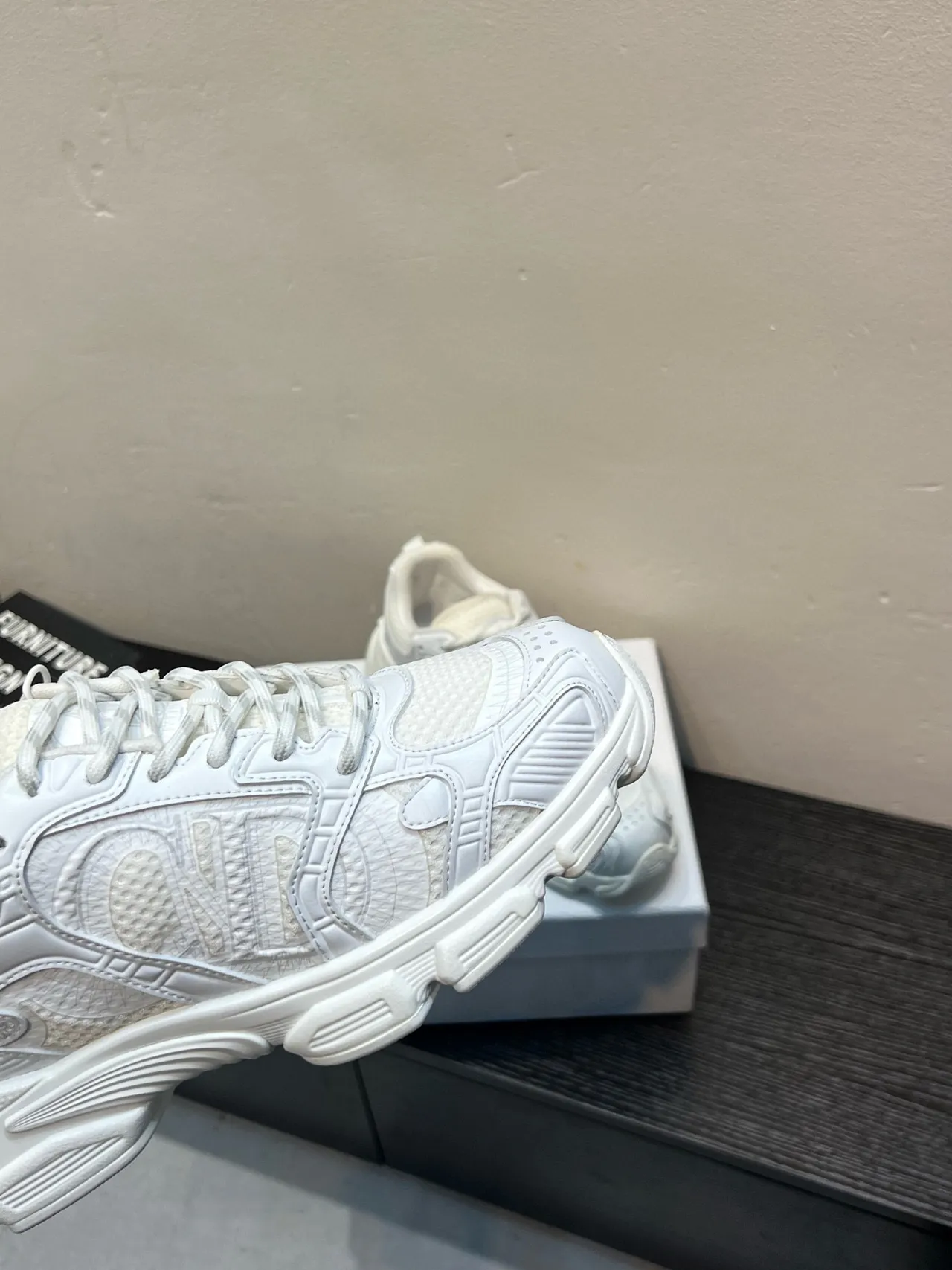 White Monochromatic Sculpted Midsole Chunky Sneakers 9