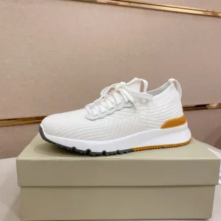 白色橙色针织纹理鞋面雕塑中底运动鞋