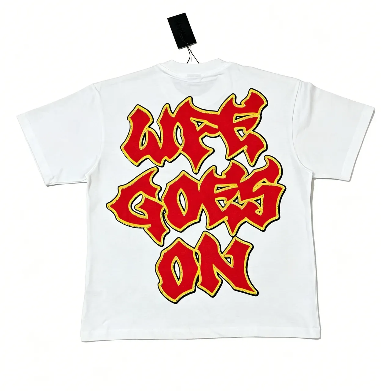 Camiseta de cuello redondo con estampado gráfico blanca y roja 5