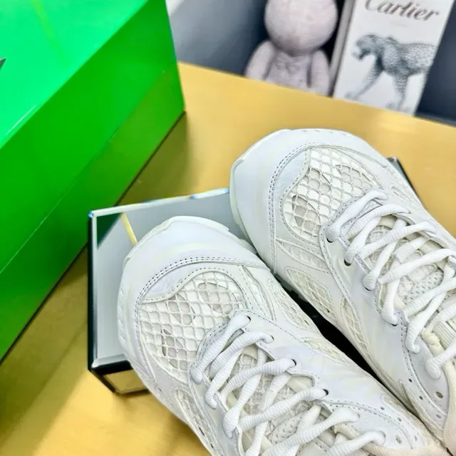 White Textured Mesh and Synthetic Overlay Sneaker 6