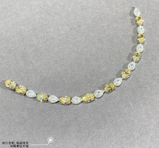 Yellow and Clear Teardrop Stone Linear Bracelet 6