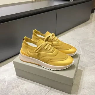 Zapatillas Amarillo Dorado Superior de Punto Tapa Metálica del Dedo