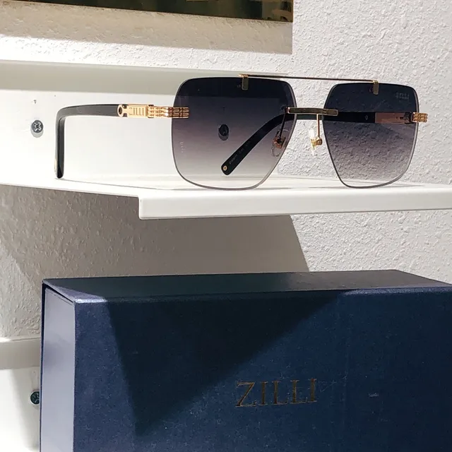 ZILLI Square-Cut Rimless-Style Gold-Tone Sunglasses 7