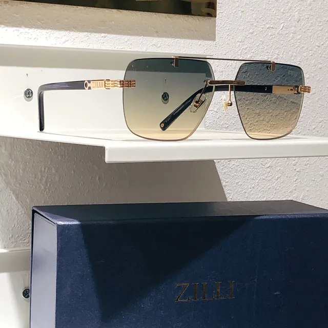ZILLI Square-Cut Rimless-Style Gold-Tone Sunglasses 8