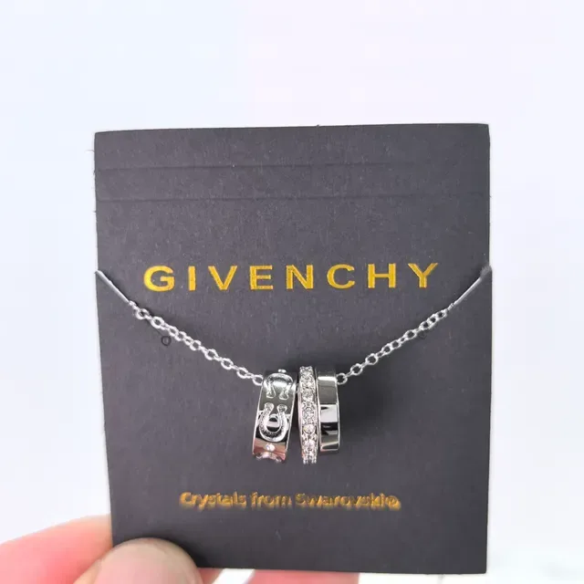 Givenchy Oro Plata Anillos Apilados Colgante Motivo de Herradura Collar 5