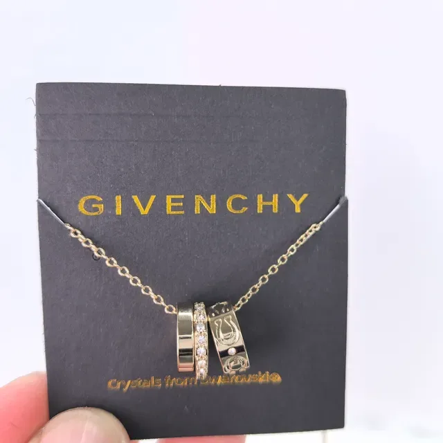Givenchy Oro Plata Anillos Apilados Colgante Motivo de Herradura Collar 6