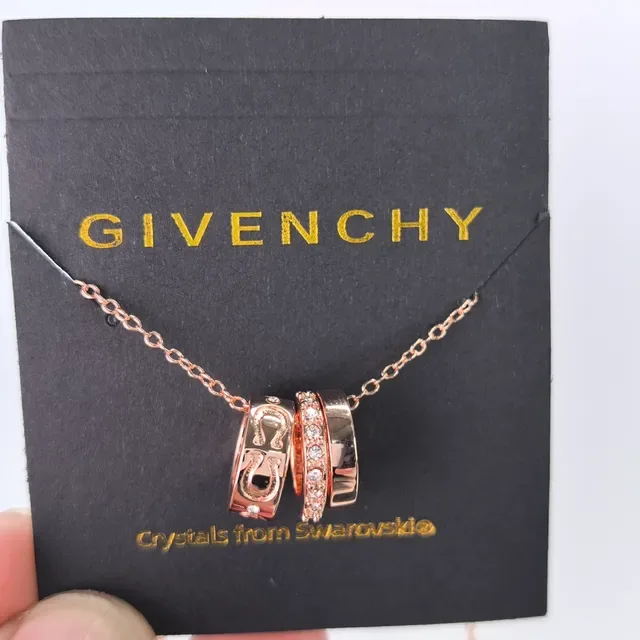 Givenchy Oro Plata Anillos Apilados Colgante Motivo de Herradura Collar 7