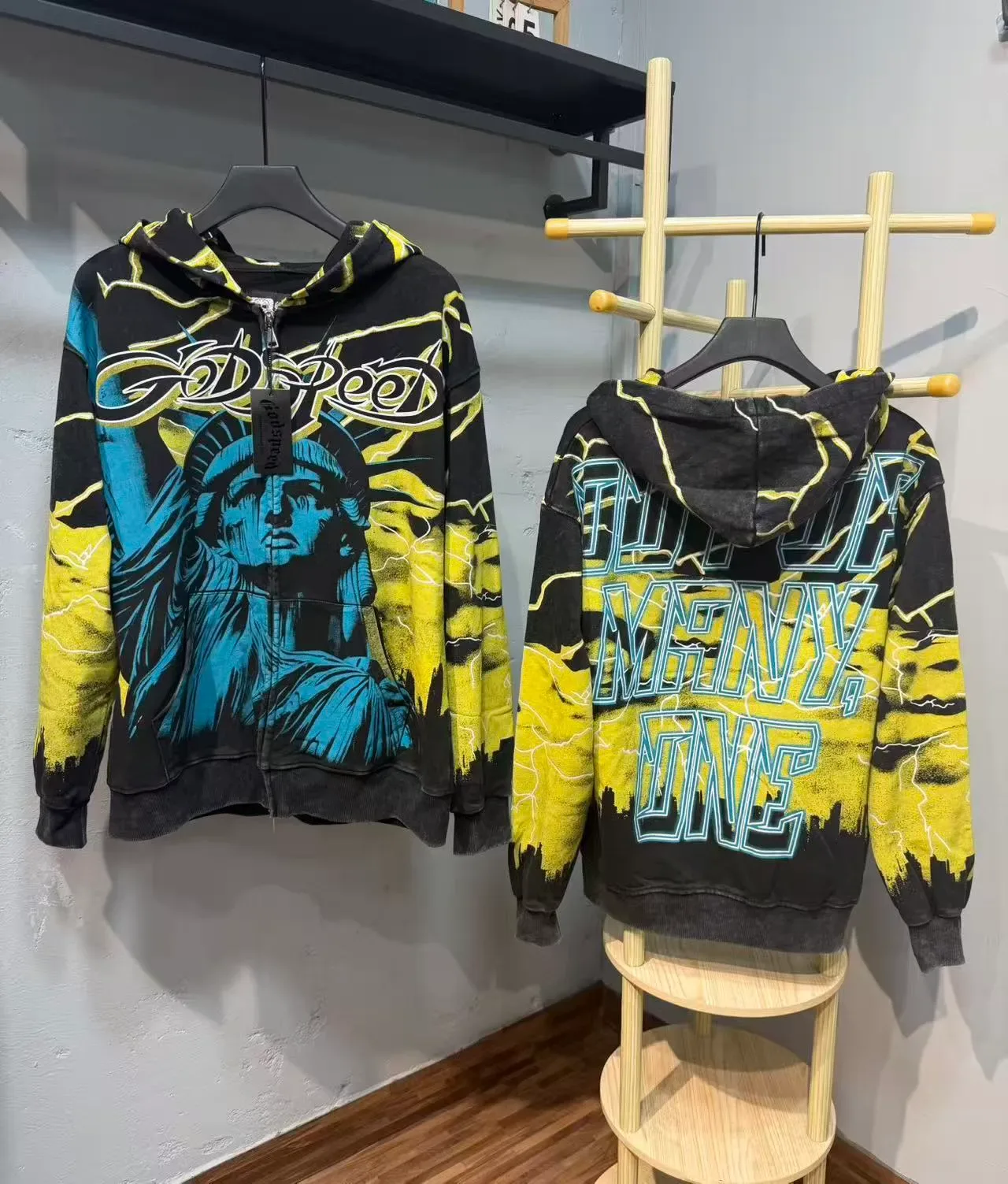 Godspeed Noir Jaune Imprimé Graphique Motif Éclair Ensemble Sportif 6