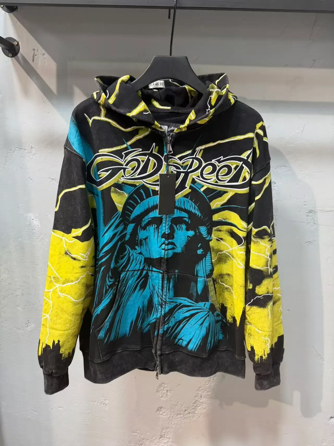 Godspeed Noir Jaune Imprimé Graphique Motif Éclair Ensemble Sportif 7