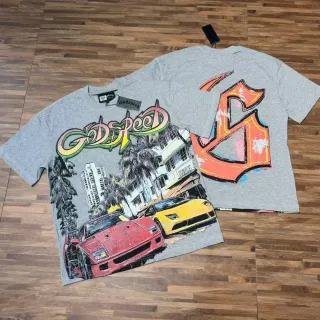 Godspeed Graphic Print Heather Gray Oversized T-Shirt
