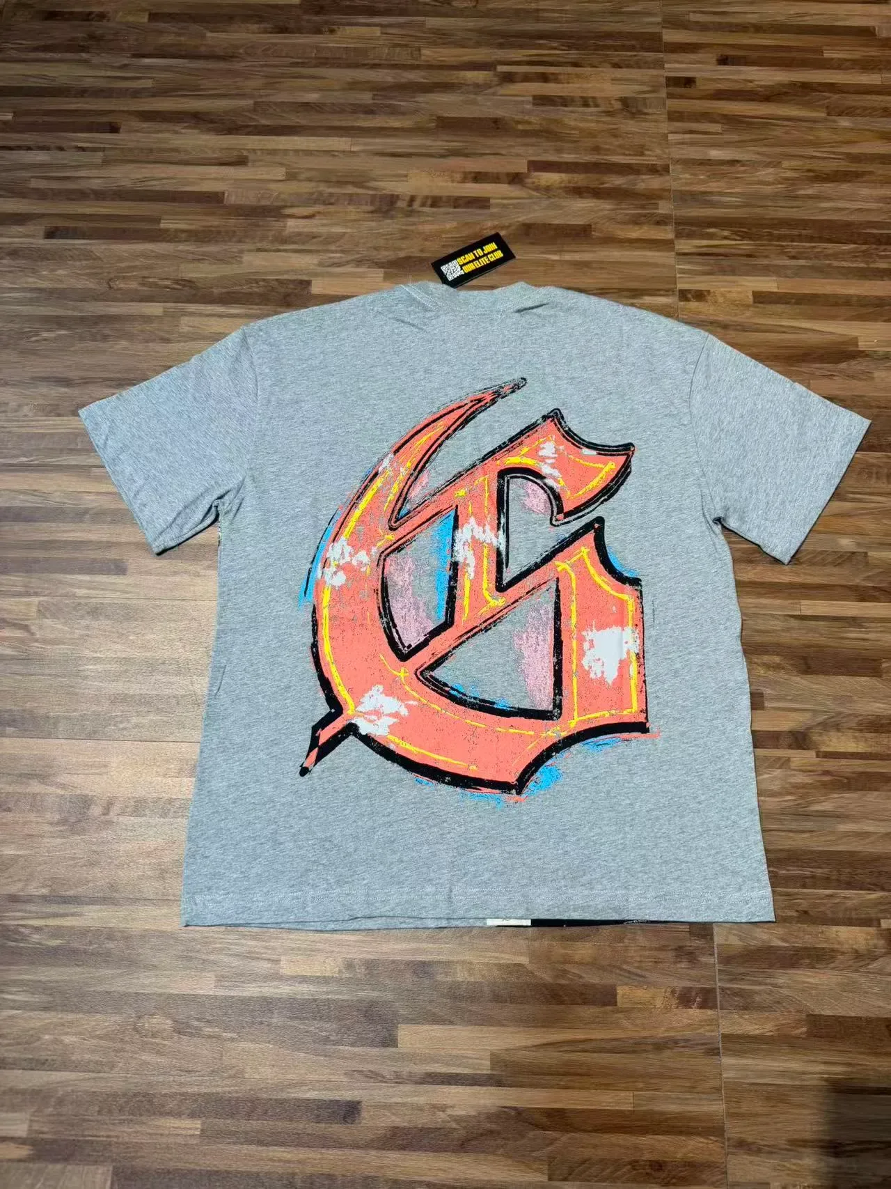 Camiseta oversized cinza mescla com estampa gráfica Godspeed 3