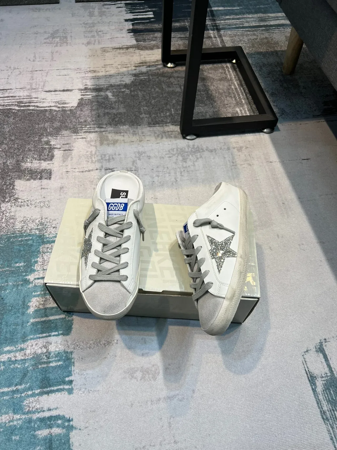 Golden Goose Super-Star Mule 白色闪光星星生活方式运动鞋 4