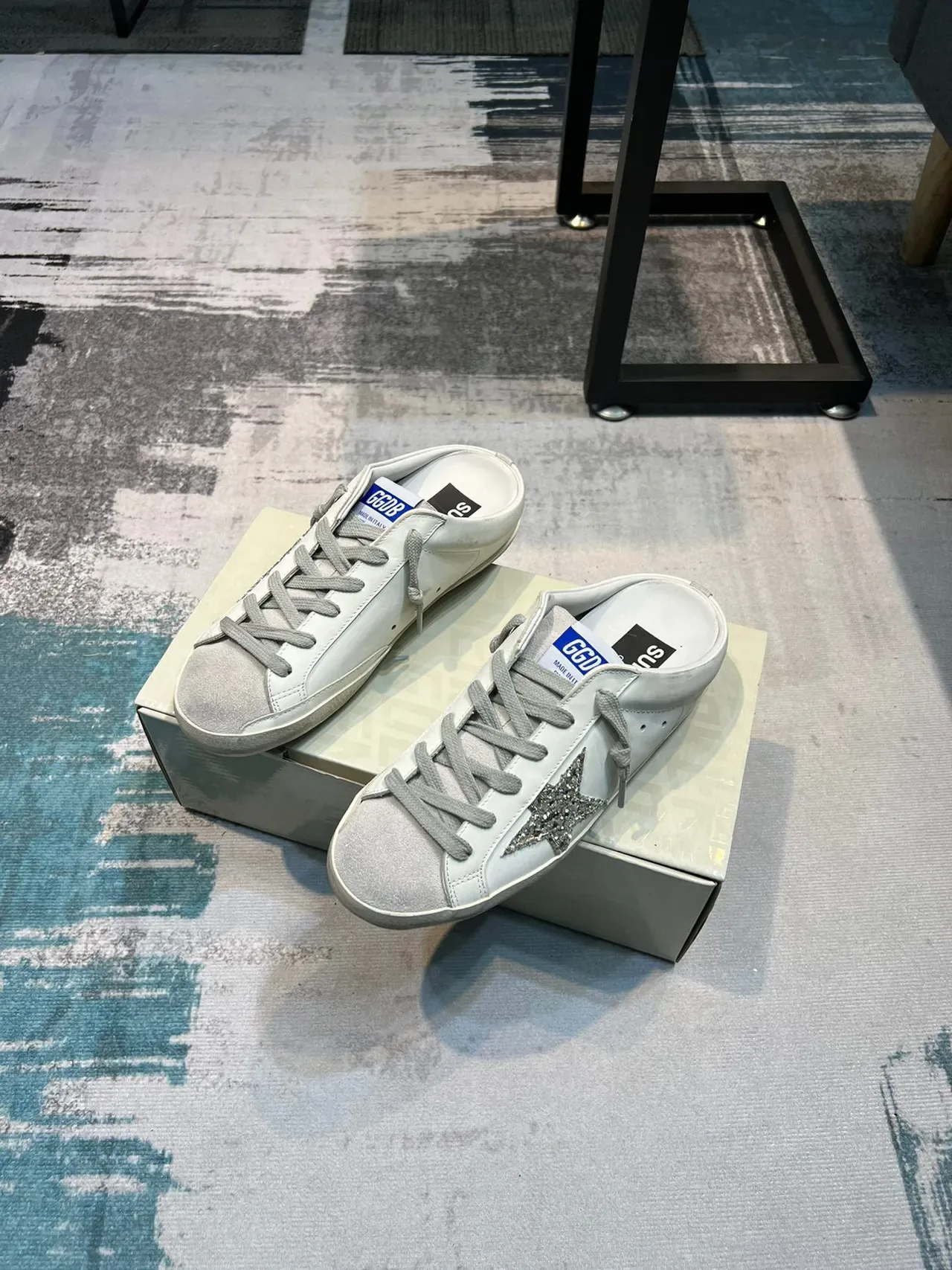 Golden Goose Super-Star Mule 白色闪光星星生活方式运动鞋 5