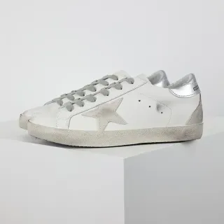 Golden Goose Superstar Tênis Lifestyle De Couro Branco Desgastado