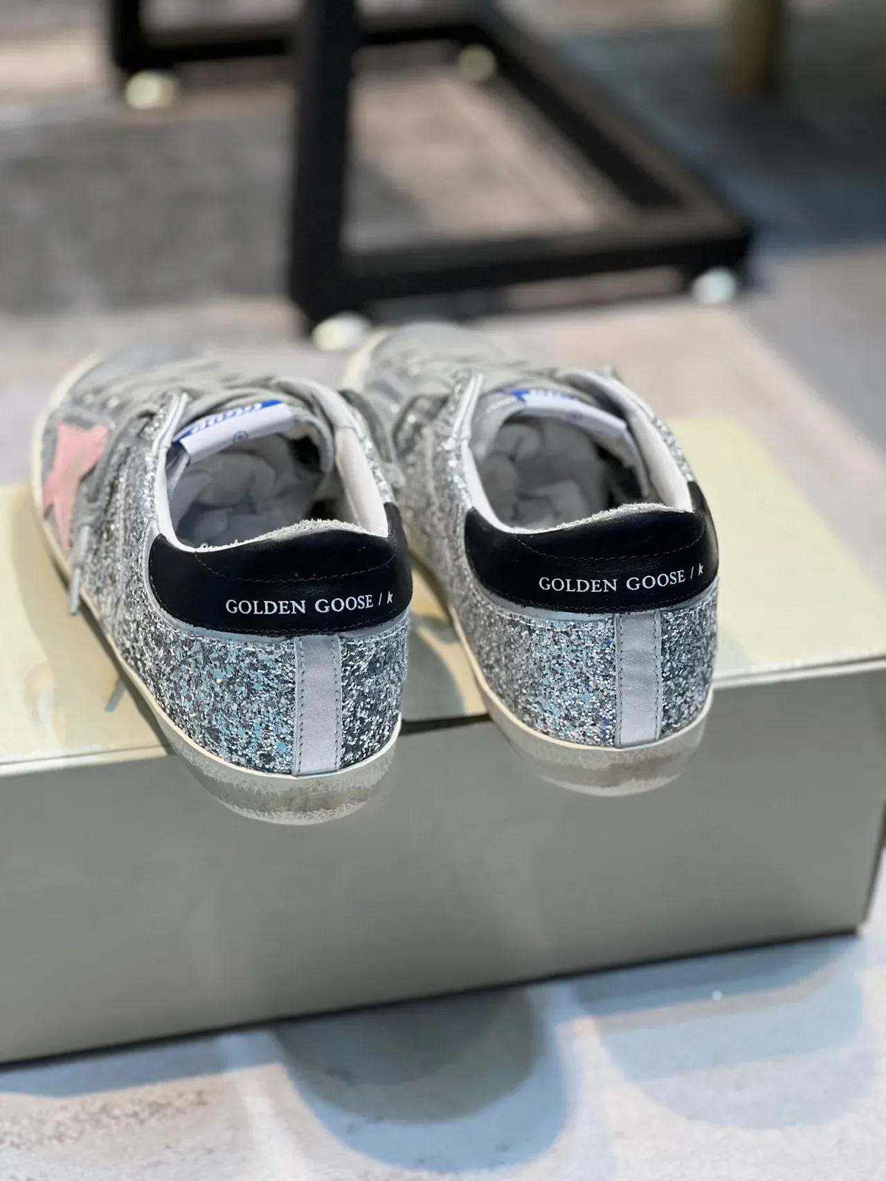 Golden Goose Superstar Silver Glitter Pink Star Lifestyle Sneakers 2
