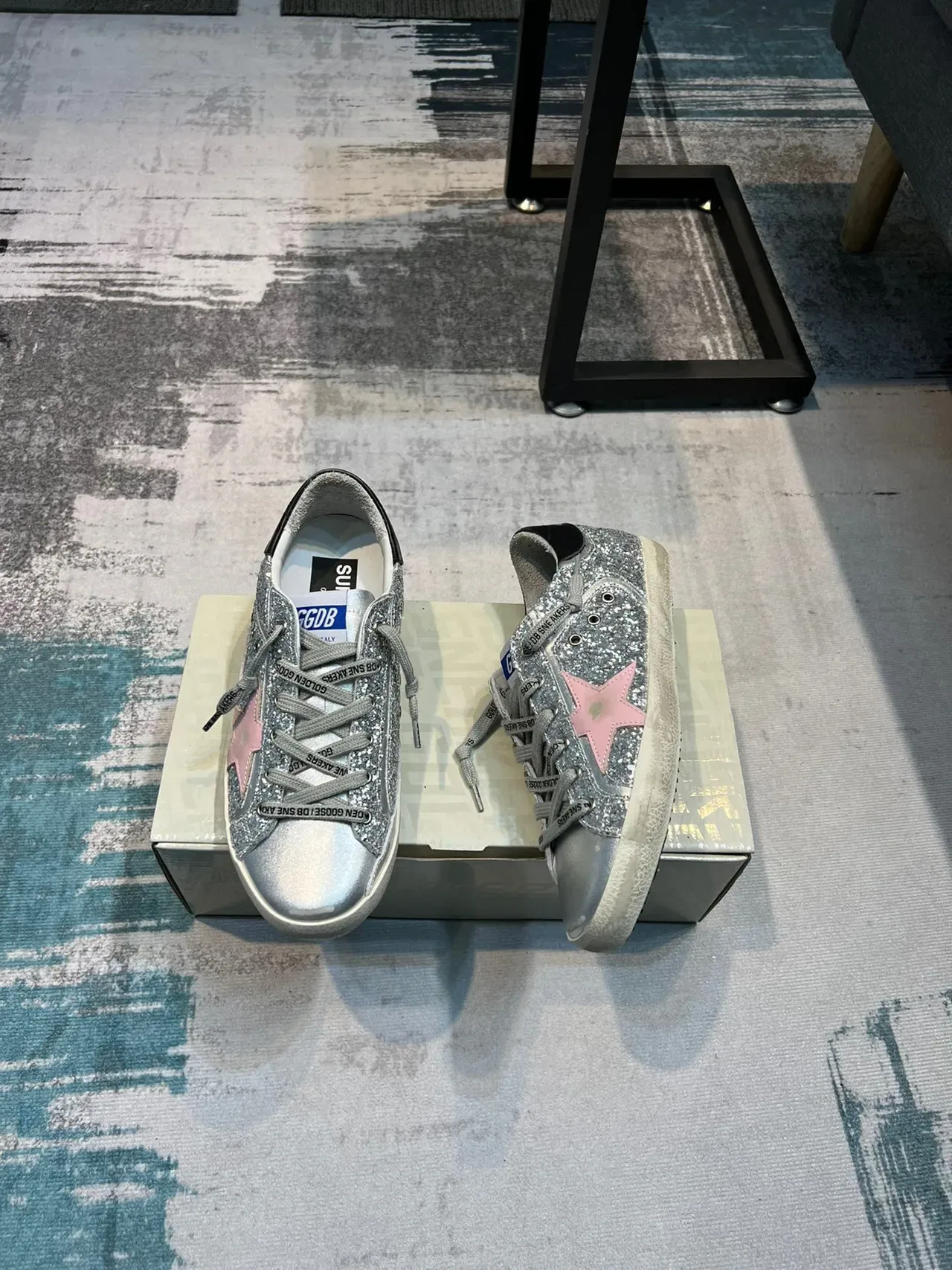 Golden Goose Superstar Silver Glitter Pink Star Lifestyle Sneakers 4