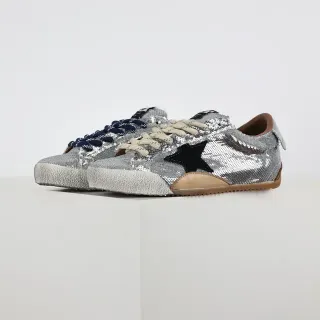 Golden Goose Superstar Prata Lantejoula Estrela Preta Tênis Lifestyle