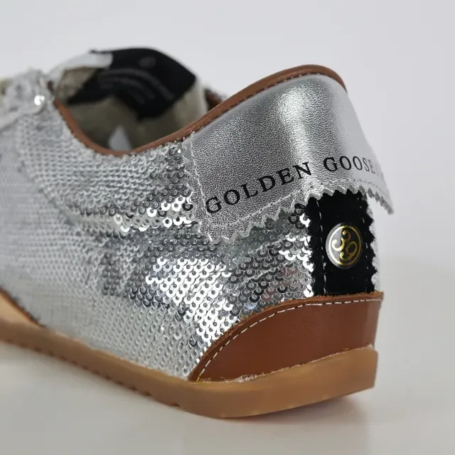 Golden Goose Superstar Silver Sequin Black Star Lifestyle Sneakers 4