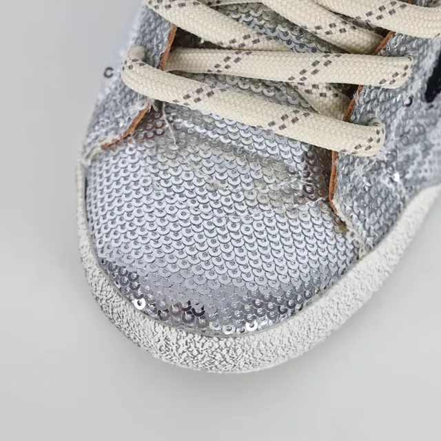 Golden Goose Superstar Silver Sequin Black Star Lifestyle Sneakers 5