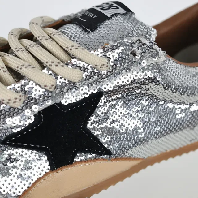 Golden Goose Superstar Silver Sequin Black Star Lifestyle Sneakers 6