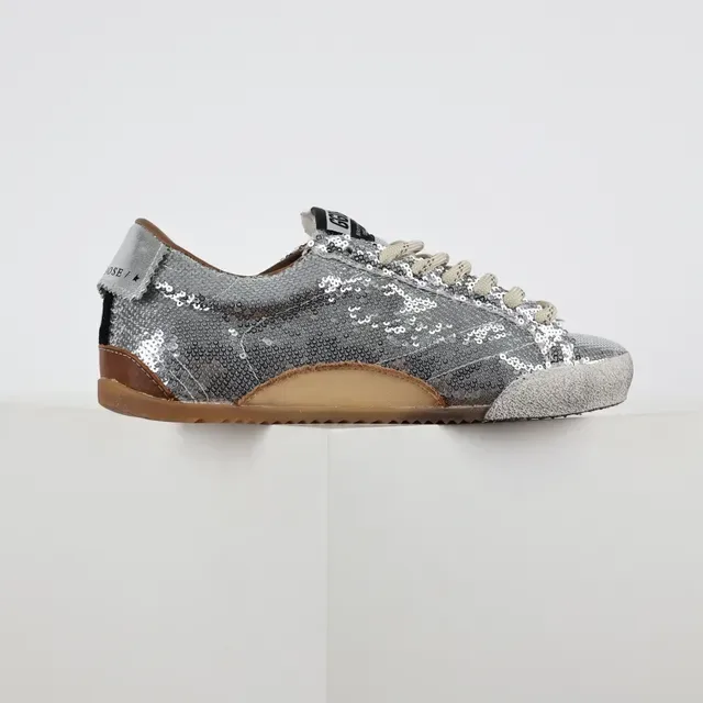 Golden Goose Superstar Silver Sequin Black Star Lifestyle Sneakers 7