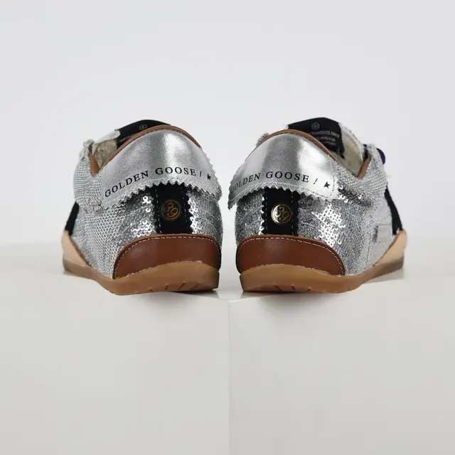 Golden Goose Superstar Silver Sequin Black Star Lifestyle Sneakers 8