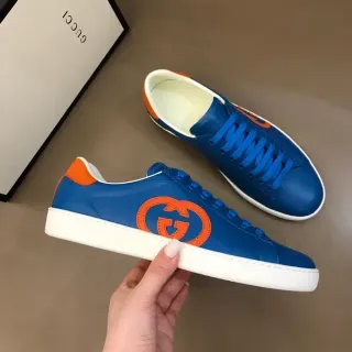 Gucci Ace Azul y Naranja Interlocking G zapatillas lifestyle de cuero