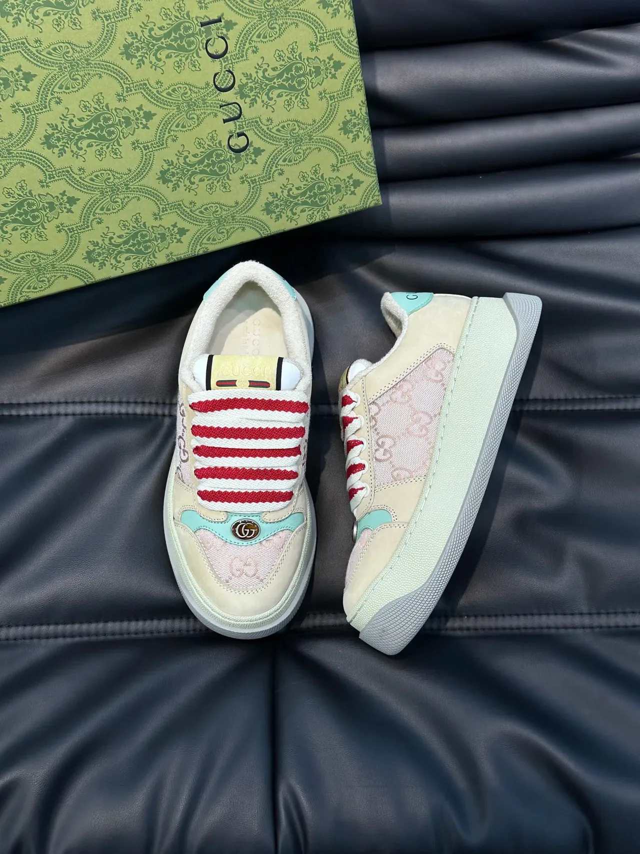 Gucci Ace Cream Red Stripe Mint Green Lifestyle Sneakers 4