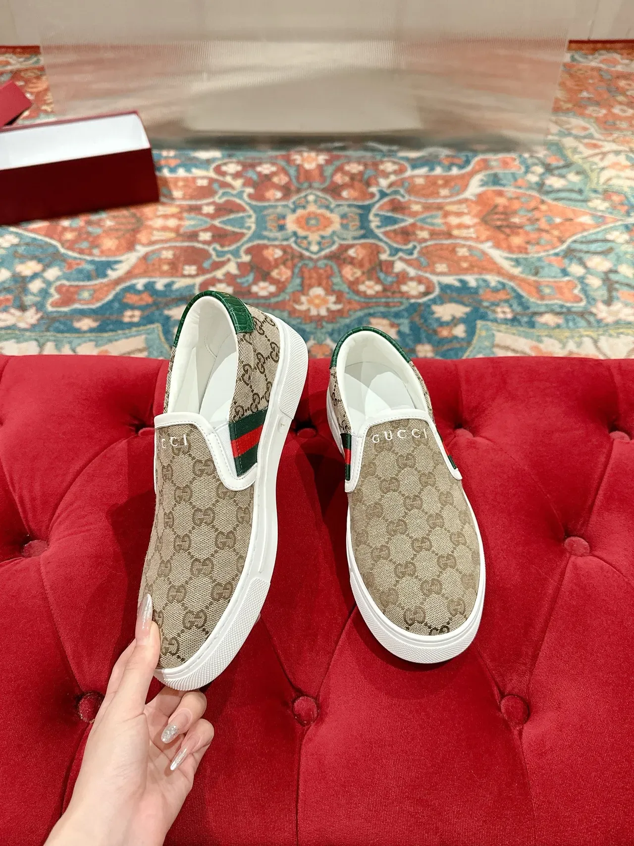 Gucci Ace GG Monogram Web Slip-On Lifestyle Sneakers 4