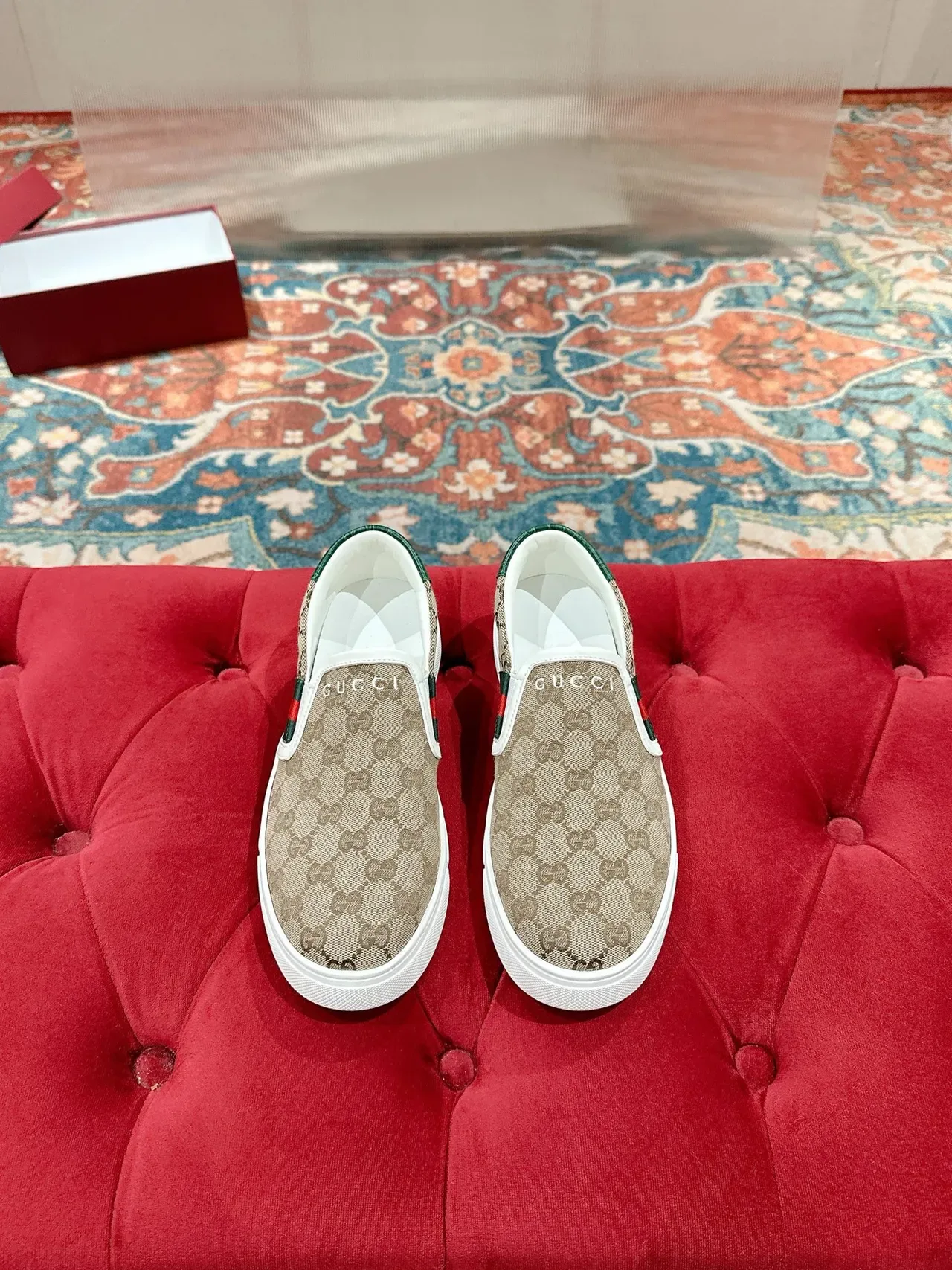 Gucci Ace GG Monogram Web Slip-On Lifestyle Sneakers 5