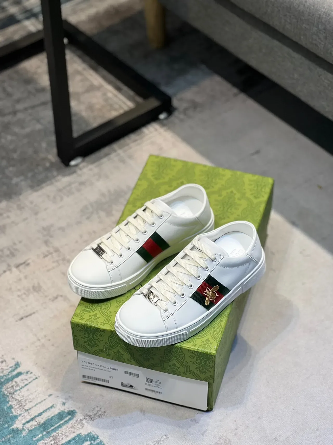 Gucci Ace 白绿红 Web Stripe Bee Embroidery 生活方式运动鞋 8