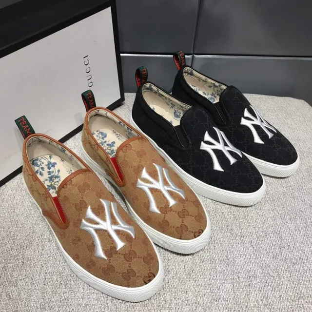 Gucci Ace x MLB New York Yankees Black Embroidered Logo Loafers 9