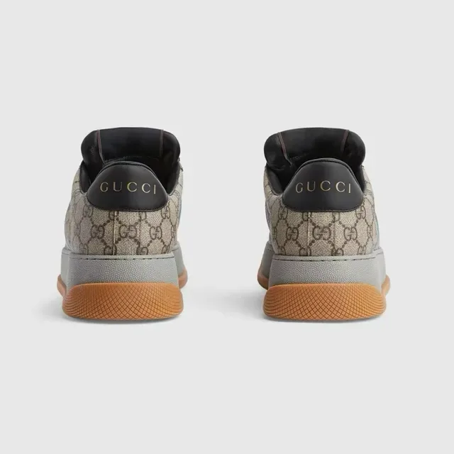 Gucci Beige Negro GG Monogram Canvas Web Stripe Acento Estilo de Vida Zapatillas 3