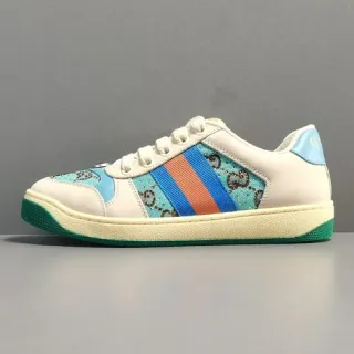Gucci Beige Multicolor Low-Top Cuero y Jacquard GG Tela Lifestyle Sneakers