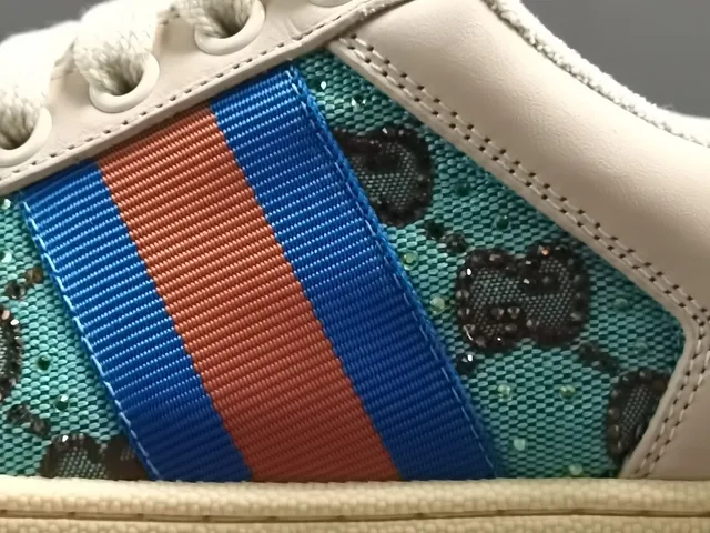 Gucci Beige Multicolor Low-Top Leather And Jacquard GG Fabric Lifestyle Sneakers 10