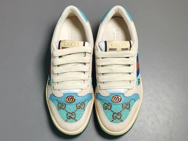 Gucci Beige Multicolor Low-Top Leather And Jacquard GG Fabric Lifestyle Sneakers 12