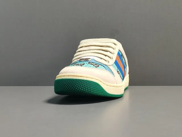Gucci Beige Multicolor Low-Top Leather And Jacquard GG Fabric Lifestyle Sneakers 14