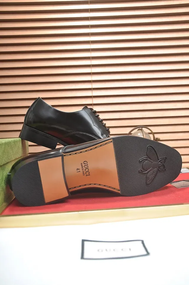 Gucci Black Brown Polished Leather Cap Toe Oxford Shoes 3