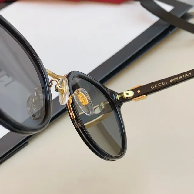 Gucci أسود ذهبي عيون قطة مدورة هجين متدرج رمادي عدسات نظارات شمسية 2
