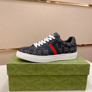 Gucci 黑绿 GG Monogram 帆布 网带 侧边面板 生活方式运动鞋