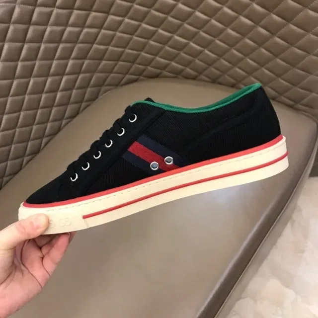 Gucci Black Red Canvas Upper Web Stripe Lifestyle Sneakers 9