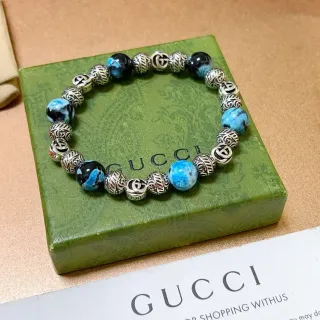 Gucci Pulsera de Cuentas Piedra Marbled Azul Negro