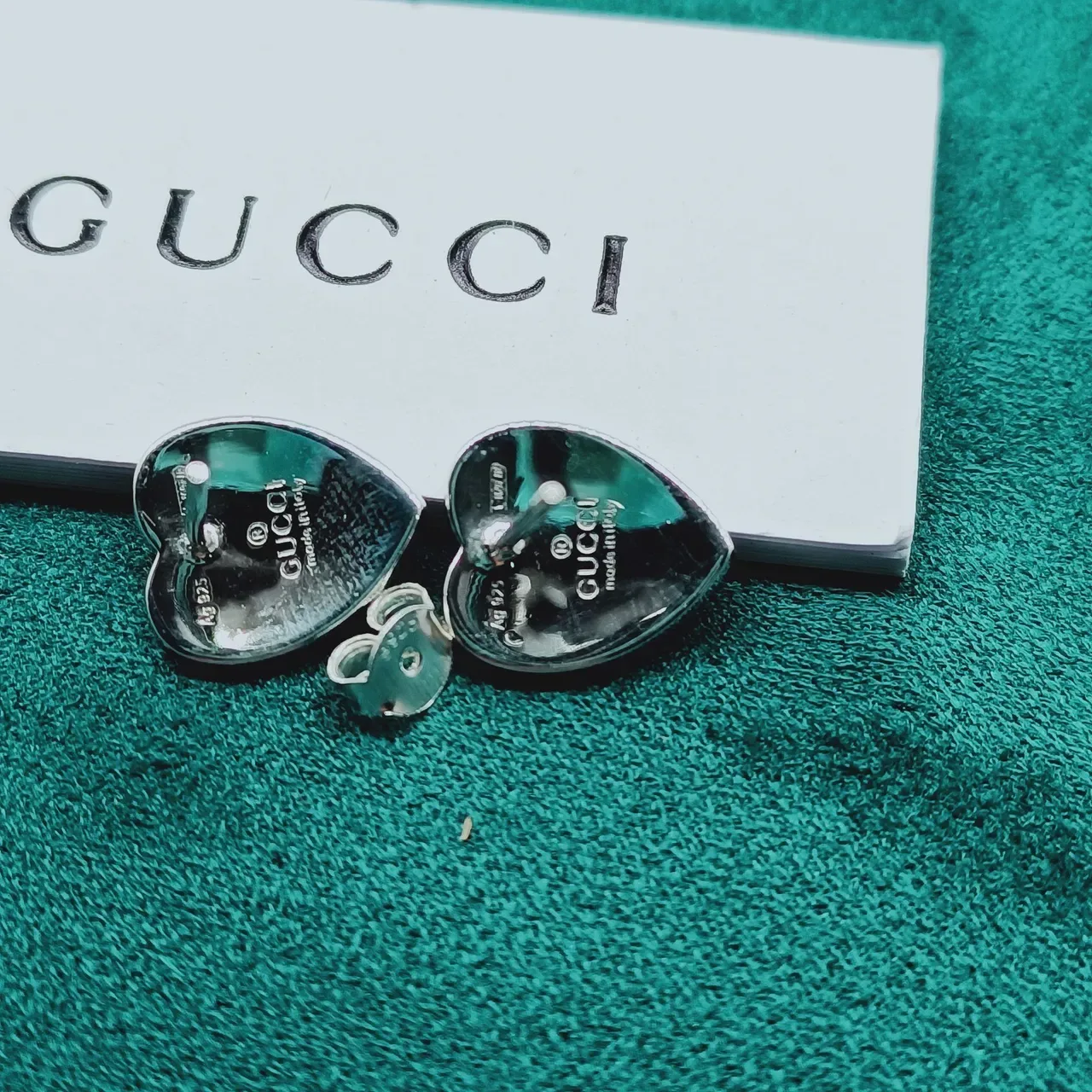 Gucci Blue Silver Heart-Shaped Enamel Brooch 2