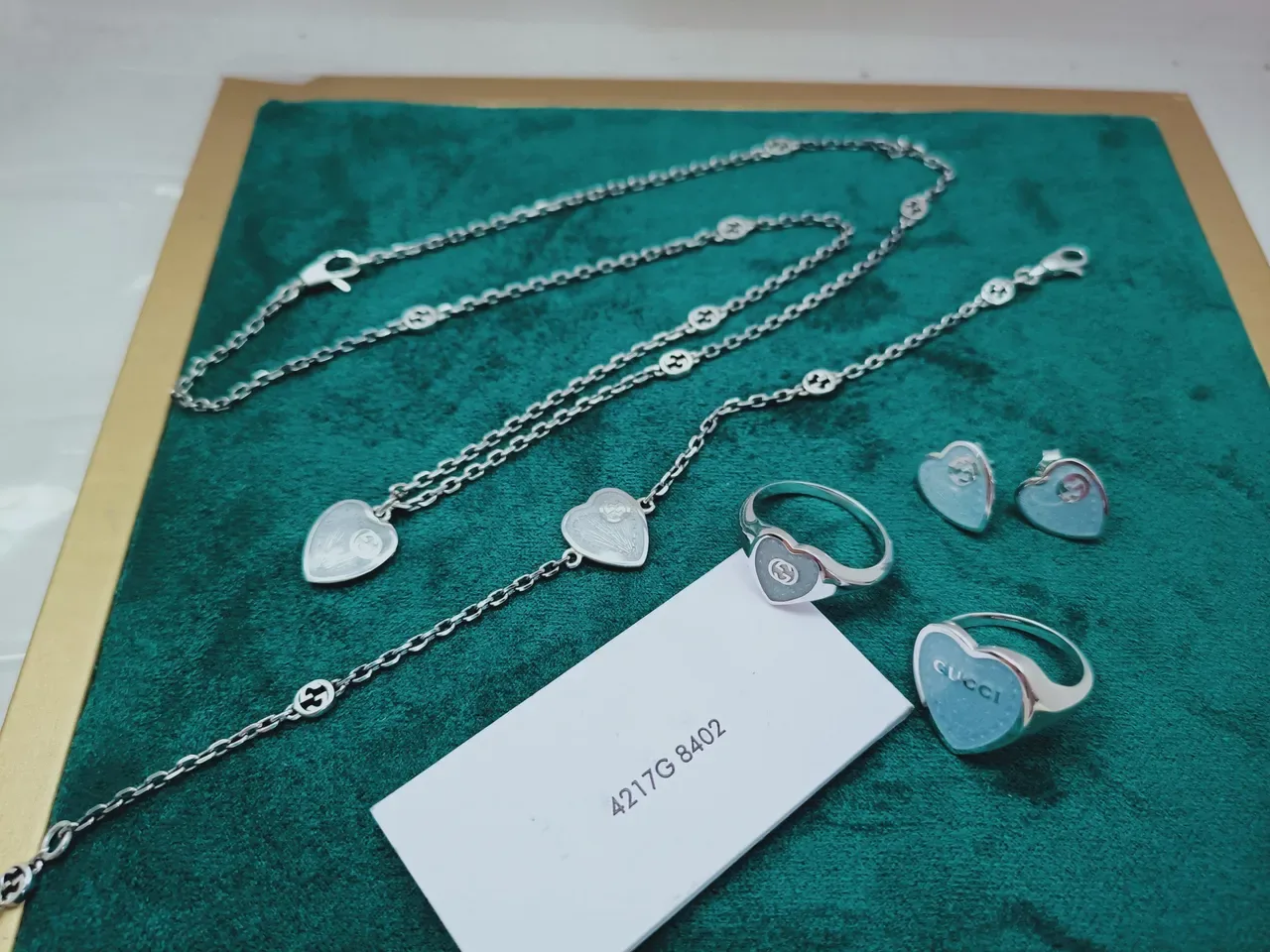 Gucci Blue Silver Heart-Shaped Enamel Brooch 5